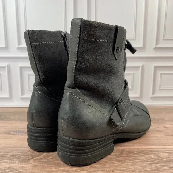 ABEO Verity Leather Combat/Moto Boots Lace Up Buckle Accent EUC Gray Size 9.5N - Picture 4 of 16